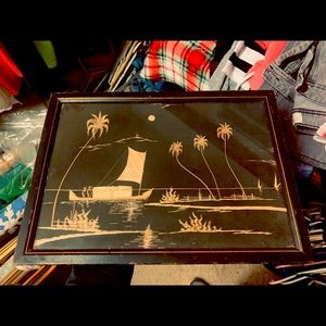 Vintage original oil painting on canvas framed